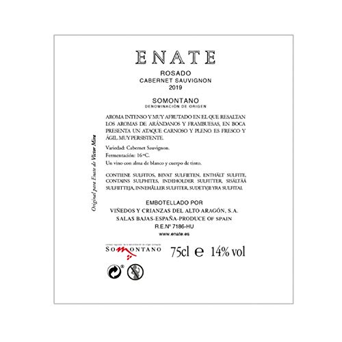 Bodega Enate Cabernet Sauvignon - Añada 2019, Vino Rosado - D.O. Somontano, Pack de 3 Botellas x 75 cl