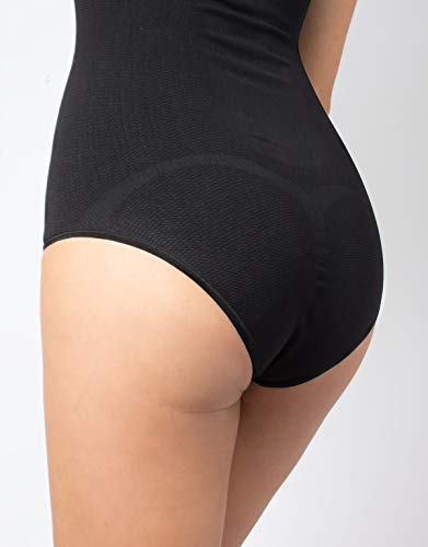 Body Reductor SIN Costuras | Faja MODELANTE DE Mujer | S M L XL XXL | Blanco, Negro, Natural | LENCERÍA Italiana | (S, Negro)