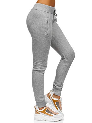 BOLF Mujer Pantalón Deportivo Pantalón de Chándal Largos Jogger Pantalones de Algodón Slim Fit J.Style CK-01 Gris L [F6F]