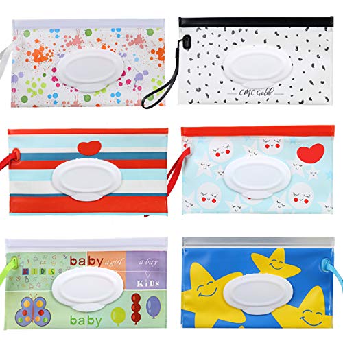 bolsa para toallitas húmedas Fiyuer 6 dispensador de toallitas húmedas bebe bolsas reutilizables para Viajes Bebés respetuosas Medio Ambiente Fáciles de Limpiar