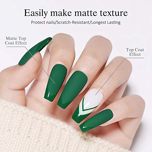 BORN PRETTY Tempered Enhance Base Coat and Top Coat, Matte Top Coat No Wipe Soak Off Nail Art UV Gel Polish 6ml