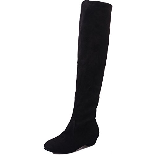 Botas Alto Mujeres, LANSKIRT Mujer Invierno Otoño Gamuza Slim Fit sobre la Rodilla Zapatos Planos de Las Botas Botas Largas Largas de Ante de Pierna Alta