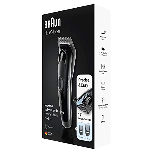 Braun HC 5050 Maquinilla Cortar Pelo Profesional - Cortapelos con 17 ajustes de longitud, negro