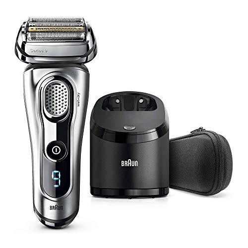 Braun Series 9 9290 cc - Afeitadora eléctrica para hombre de lámina, en húmedo y seco, máquina de afeitar barba con estación de limpieza Clean&Charge, plata, sólo recargable, recargable