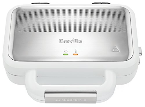 Breville VST074X DuraCeramic - Sandwichera con revestimiento, 850 W, acero inoxidable, platos desmontables, Color Blanco