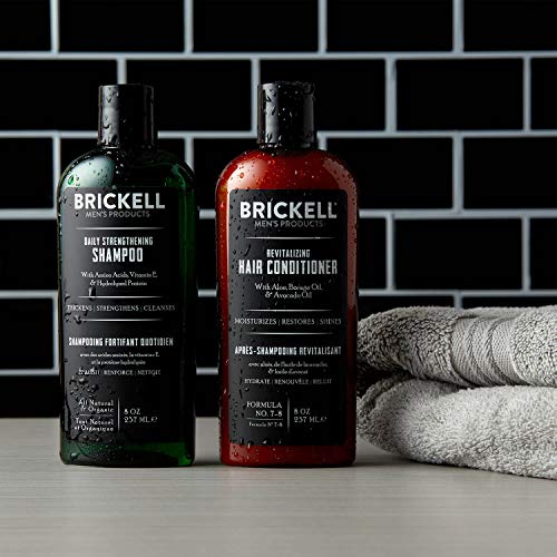 Brickell Men’s Products – Rutina Revitalizadora de Cuidado Capilar – Champú con Aceites de Menta y Árbol de Té + Acondicionador Fuerza y Volumen - Natural y Orgánico