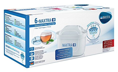 BRITA MAXTRA+ – Pack 6 filtros para el agua, Cartuchos filtrantes compatibles con jarras BRITA que reducen la cal y el cloro