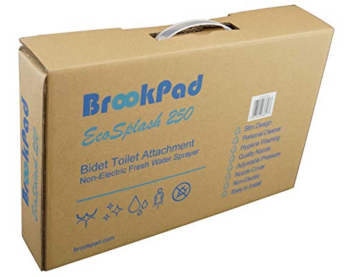 BrookPad EcoSplash 250S - Inodoro para bidé con chorro de agua dulce | No electrico | Boquilla autolimpiante | Diseño delgado sofisticado de 5.2 mm
