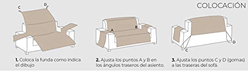 Cabetex Home - Cubre sofá Reversible Bicolor con ajustes - Microfibra Acolchada Antimanchas (Gris/Gris Oscuro, 3 Plazas)