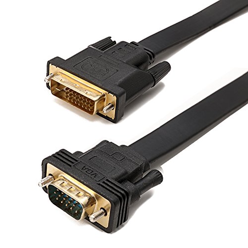 CableDeconn Active DVI-D Dual Link 24+1 macho a VGA macho de vídeo con adaptador de cable plano convertidor de 2 m