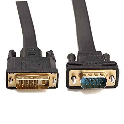 CableDeconn Active DVI-D Dual Link 24+1 macho a VGA macho de vídeo con adaptador de cable plano convertidor de 2 m