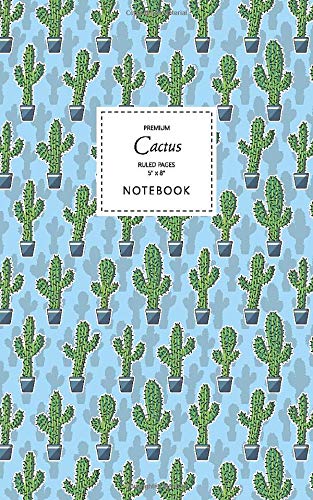 Cactus Notebook - Ruled Pages - 5x8 - Premium Cuaderno (Saguaro Sky Blue)