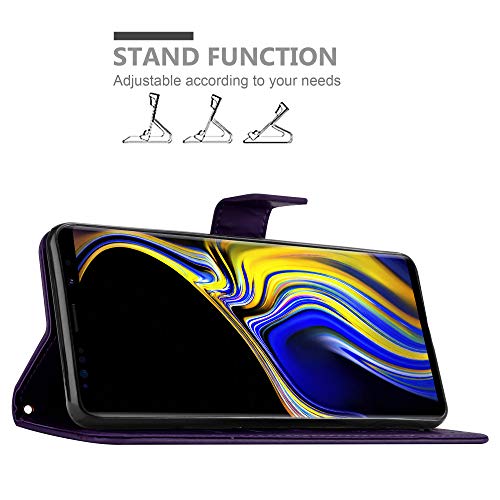 Cadorabo Funda Libro para Samsung Galaxy Note 9 en Lila Oscuro Floral – Cubierta Proteccíon en Diseño de Flor con Cierre Magnético, Función de Suporte e 3 Tarjeteros - Etui Case Cover Carcasa