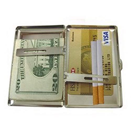 Caja de Cigarrillos de Paquete Completo de Caja Dura, Dinero Brexit Monedero Portatarjetas de Visita Acero Inoxidable (Plata)