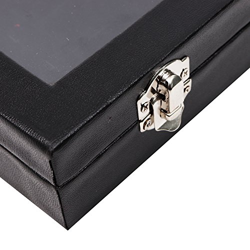 Caja Expositora para Anillos (Pack de 1) - Caja Almacenar Gemelos 35cm de Ancho x 24cm de Largo y 3cm de Alto - Organizador de Anillos Acrílico con Terciopelo para Joyas, Pendientes y Mas – Negro