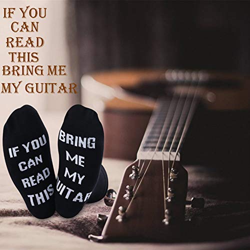 Calcetines divertidos con texto en inglés «If you can read this bring me my guitarra» Negro Calcetines de guitarra M
