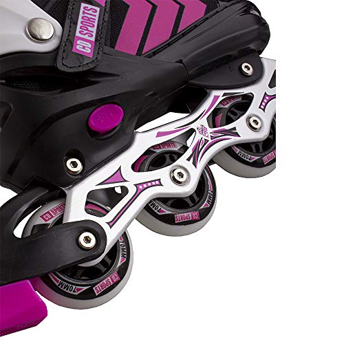 Calma Dragon Patines en Linea Ajustables, Profesionales para Adultos y Niños, con Protección incluida, 4 Ruedas, Skates, Rollers (Rosa, L)