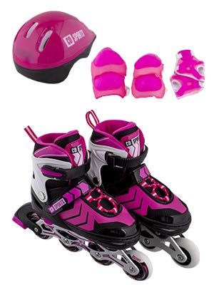 Calma Dragon Patines en Linea Ajustables, Profesionales para Adultos y Niños, con Protección incluida, 4 Ruedas, Skates, Rollers (Rosa, L)