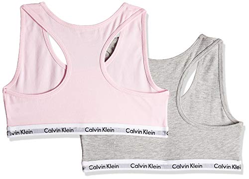 Calvin Klein 2pk Bralette tanga, Grey Htr/Unique 901, X-Large (12-14 años) para Niñas