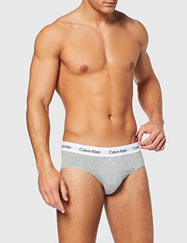 Calvin Klein 3P Hip Brief, Calzoncillos para Hombre (3 unidades), Multicolor (Blanco/Gris/Negro 998), Small