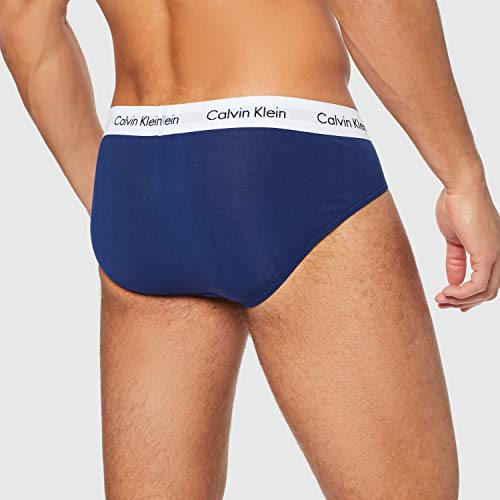 Calvin Klein Cotton Stretch-3er Calcetines, Multicolor (I03 White, Red ginger, Pyro blue), Medium (Pack de 3) para Hombre