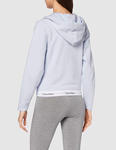 Calvin Klein Full Zip Hoodie (Regular) Top de Pijama, Azul (Ice Pulp 8zw), Large para Mujer