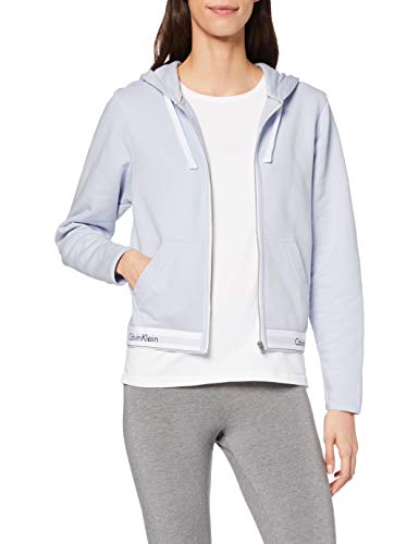 Calvin Klein Full Zip Hoodie (Regular) Top de Pijama, Azul (Ice Pulp 8zw), Large para Mujer