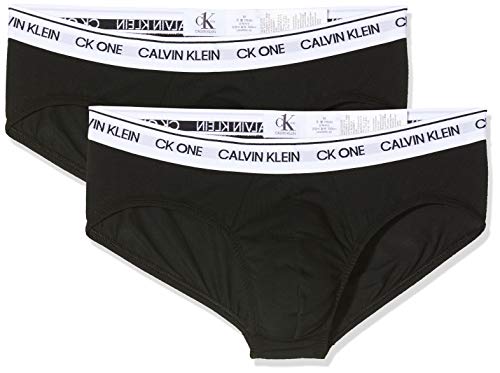 Calvin Klein Hip Brief 2pk Boxer, Negro (Black with/White WB Bnm), X-Large para Hombre