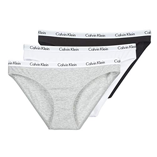 Calvin Klein Women Carrusel 3-Pack Bikini Briefs, Negro/Blanco/Gris X-Large Size 16 Multi