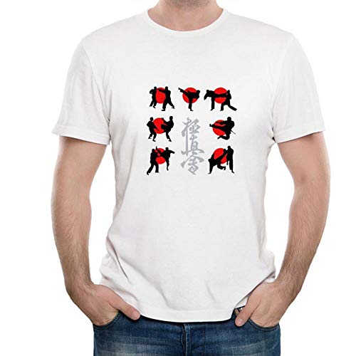 Camiseta de manga corta para hombre con elementos de impresión de kung fu karate chino cómodo elástico transpirable deporte sudor blanco suelto Yh69504. M