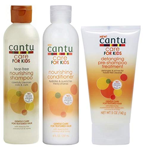 Cantu For Kids desenredante pre-champú con champú nutritivo y combinación de acondicionador sin enjuague