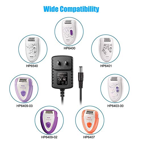 Cargador Adaptador de 13V para la depiladora eléctrica Philips Norelco Satinelle HP2843, HP6401, HP6403, HP6408, HP6501, HP6501