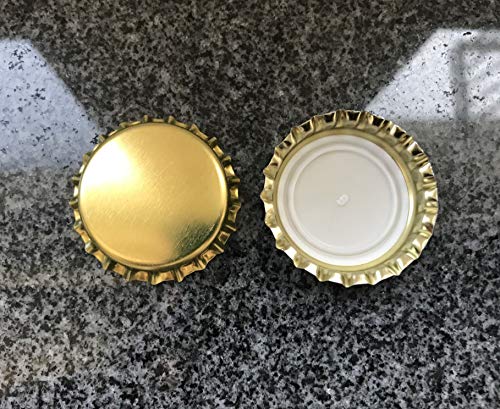 Casa-vetro - Tapones de oro para botellas de cerveza o de limón (26 mm, para cerrar cualquier botella estándar), dorado, 100 unidades