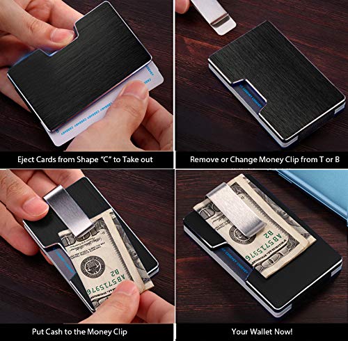 CaseKey - Cartera de bolsillo de metal minimalista con bloqueo RFID | tarjetero de bolsillo para tarjetas de crédito | NFC Protección billetera delgada para hombre