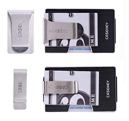 CaseKey - Cartera de bolsillo de metal minimalista con bloqueo RFID | tarjetero de bolsillo para tarjetas de crédito | NFC Protección billetera delgada para hombre