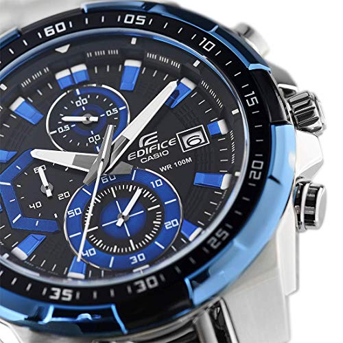 Casio EDIFICE Reloj en caja sólida, 10 BAR, Azul/Negro, para Hombre, con Correa de Acero inoxidable, EFR-539D-1A2VUEF