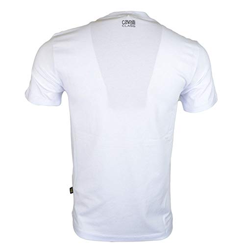 Cavalli Class - Camiseta de Manga Corta (algodón), diseño con Logotipo Impreso, Color Blanco Blanco Blanco M