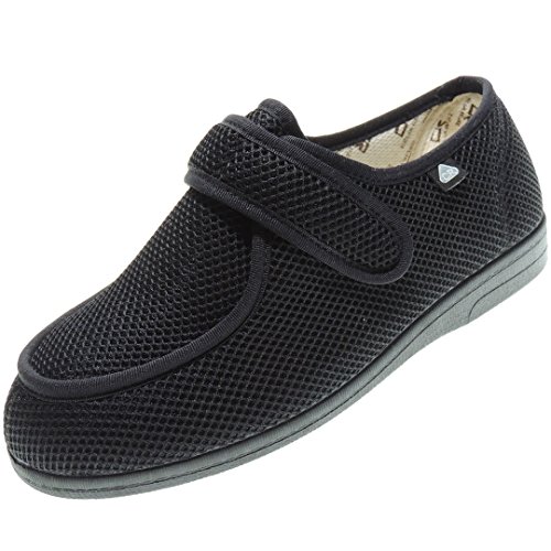 CELIARUIZ Wallaby-REJ Zapatilla Wallaby Rejilla Extra Ancho Especial Antibacteriana Sanitized Diabéticos Posoperatorio Velcro Hombre Mujer Unisex Negro Talla 38