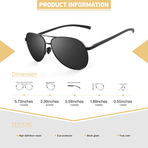 CGID Gafas de Sol Polarizadas para Hombre Mujer Piloto Gafas Oscuras Lentes para Conducir con 100% Protección UV400 Marco de Metal M180