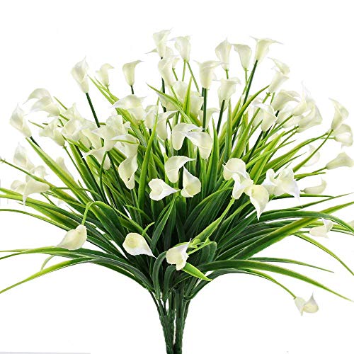 Chapter Seven 4pcs Artificial Calla Lily Arbustos Falsos Plantas Falsas Resistentes a los Rayos Bujes de plástico sintético