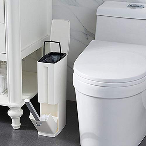 chenran Accesorios Baffect Narrow Baño Bote De Basura Bote De Basura Cero Basura Papel Higiénico Cepillo Bolsa De Basura Plástico Cubo De Basura 3 En 1 6L Regalo (Color : Brown Set)