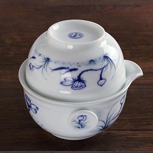 Chino jingde porcelana Lotus Peces Infusiones de tetera, taza rápida eléctrica de té gongfu Set