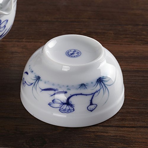 Chino jingde porcelana Lotus Peces Infusiones de tetera, taza rápida eléctrica de té gongfu Set