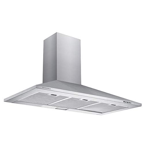 CIARRA CBCS9201 Campana Extractora Decorativa 90cm 380m³/h 65W - 3 Velocidades - Evacuación al Exterior y Recirculación Interna por Filtro de Carbón CBCF002 - Acero Inoxidable Plata