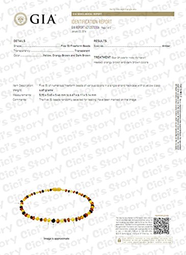 Cici's Story Collar de Ambar(Cognac) - 28cm - Collar de Ámbar Báltico Certificado Ámbar El Collar auténtico báltico