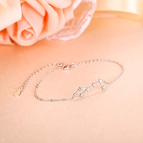 Clearine Mujer 925 Plata Zircón Horóscopo Zodíaco 12 Constelación Astrología Personalidad Pulsera Joyas Fantasia"Virgo"