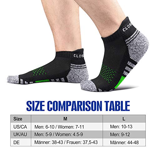 Closemate 6 pares de calcetines de entrenamiento atlético para hombres y mujeres de corte bajo que absorbe el deporte de la lengüeta calcetines para hombre 2rojo2azul2verde 43-45