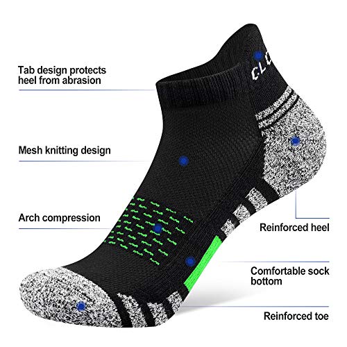 Closemate 6 pares de calcetines de entrenamiento atlético para hombres y mujeres de corte bajo que absorbe el deporte de la lengüeta calcetines para hombre 2rojo2azul2verde 43-45
