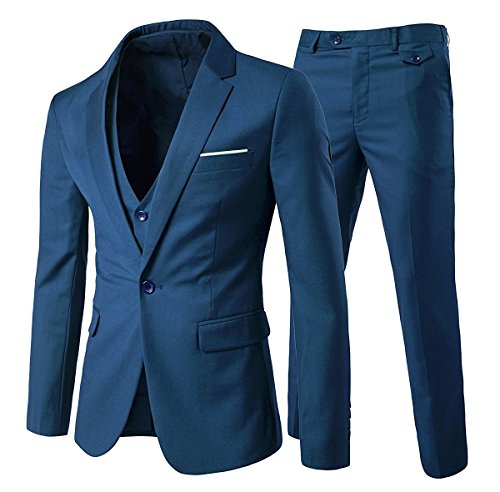 Cloud Style Traje ceñido para hombre, moderna chaqueta de un botón azul M