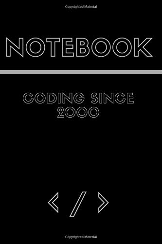 Coding since 2000 notebook: Lined notebook- black cover - 6 x 9 inches - 110 page(55 sheets)